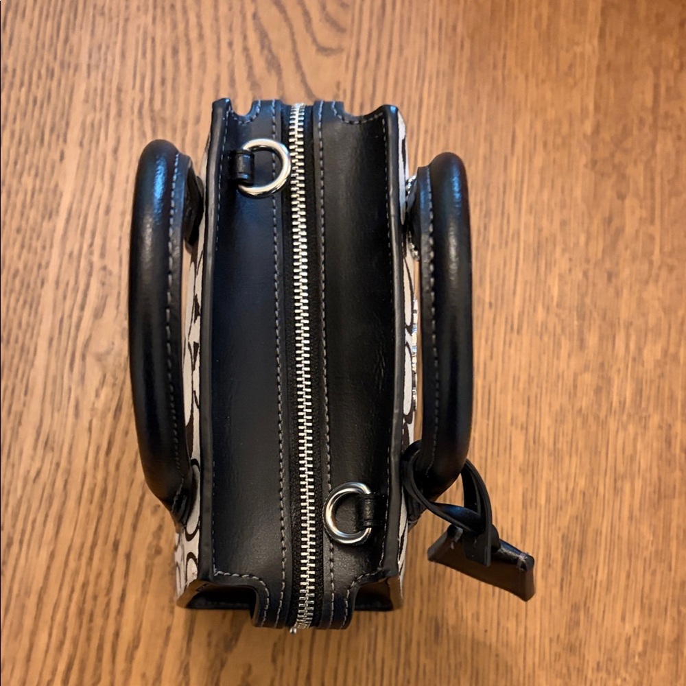 Coach 🌲 Andrea Mini Carryall in Monogram Black and Cream Leather - Picture 7 of 13